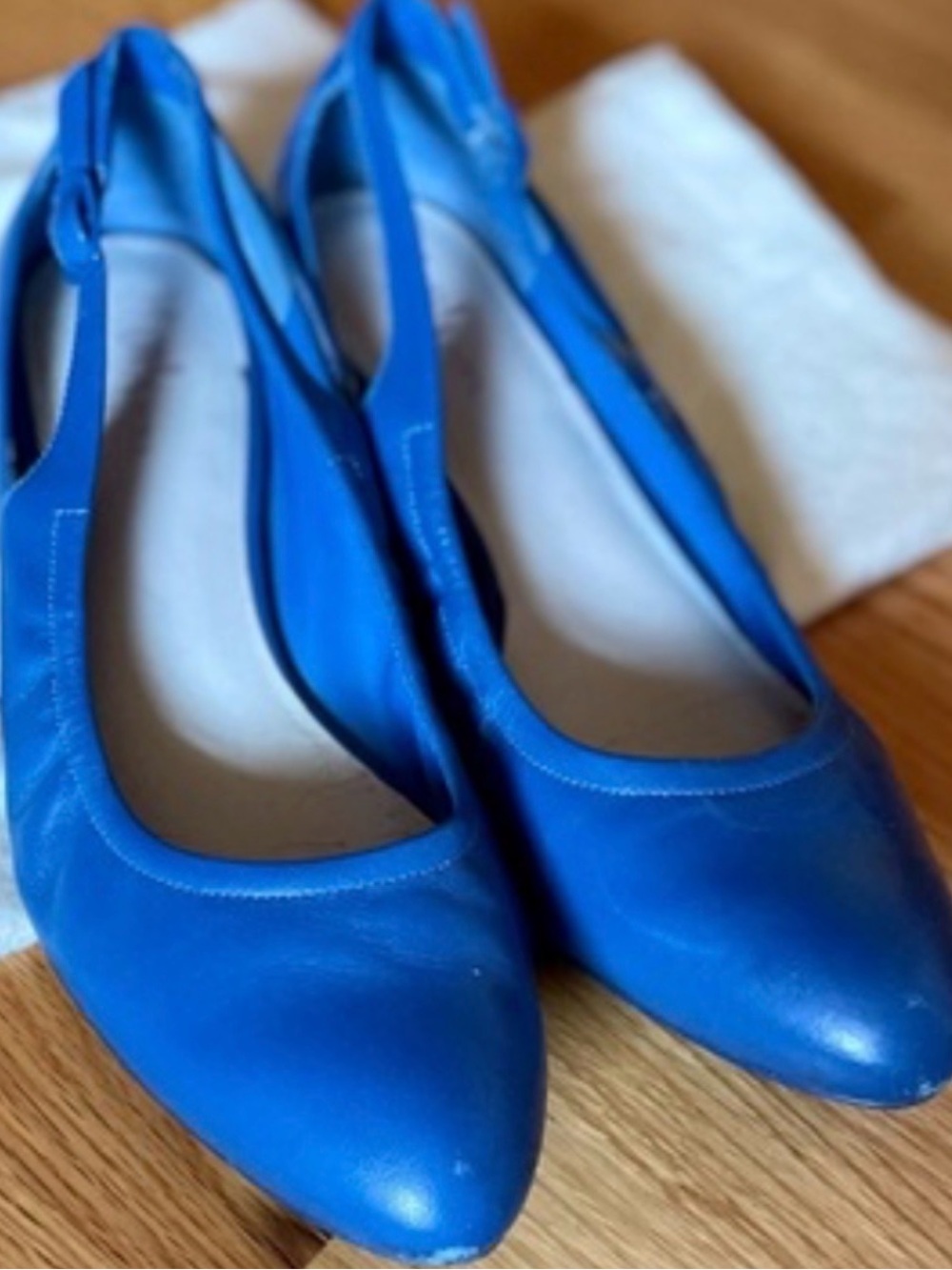Cole Haan Bright Blue Pointed-Toe Slingback Heels